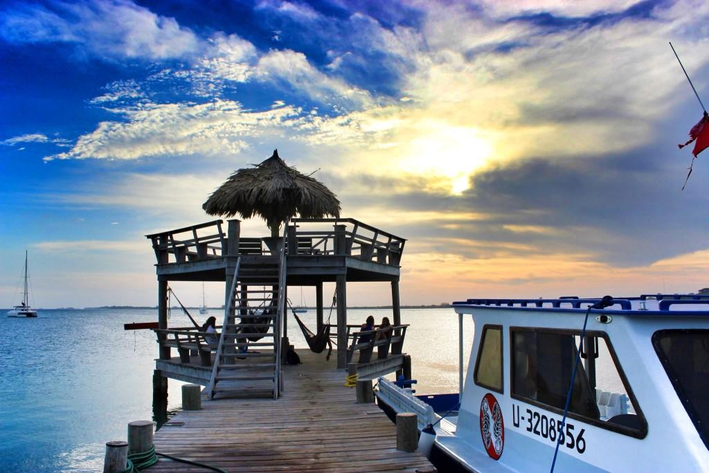 Beautiful Honduras sky over the water